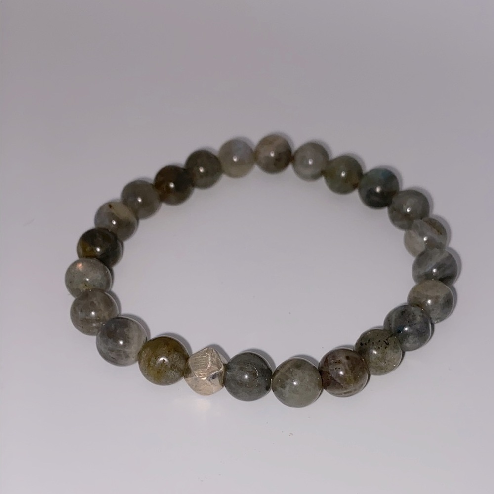 Labradorite and sterling silver Beaded Bracelet stretchy
